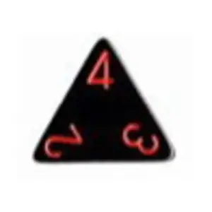 d4 16 мм Черный с красным (2), Dice - Opaque - Assorted (Chessex)