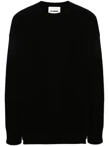 Шерстяной джемпер с разрезами JIL SANDER, черный