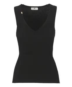 Топ без рукавов с широким вырезом горловины Elisabetta Franchi, черный