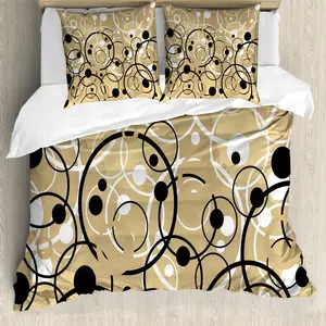 Пододеяльник ABAKUHAUS Tanning, в стиле ретро, с эффектом гранжа, с защитой от клещей, подходит для аллергиков с наволочками, 200 см x 200 см - 80 x 80 см, черный, белый, бежевый