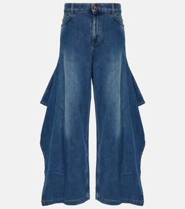 Джинсы широкого кроя с высокой посадкой BURBERRY, синий