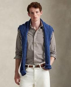 Мужская классическая рубашка из высококачественной саржи Polo Ralph Lauren, Nutmeg Brown Heather Crm