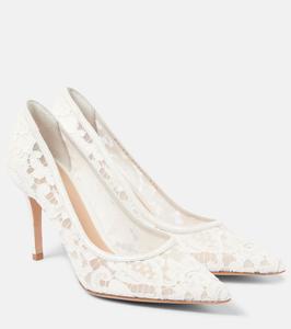 Туфли Lyon 85 с кожаной отделкой и кружевом Gianvito Rossi, White+White+White
