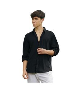 Мужская рубашка с тактильной гофрировкой Campus Sutra, Black