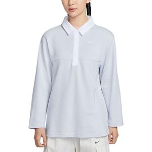 Nike Женская поло-рубашка светло-серого и голубого цвета, с воротником-поло, умеренно прямого кроя