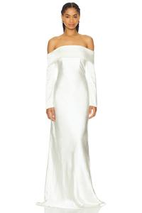 Платье bianca с открытыми плечами и длинными рукавами Misha, белый