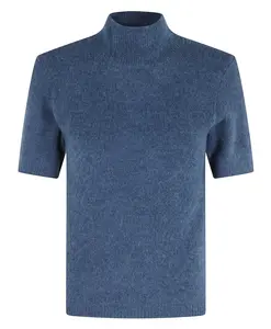 Синий пуловер с высоким воротником и короткими рукавами A.P.C., синий