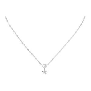 Колье с цветком и двойной G с бриллиантами GUCCI, серебро