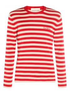 Футболка из шерсти в полоску от Valentino Garavani, нейтральный