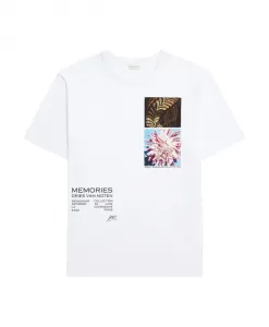 Футболка с графическим принтом и круглым вырезом, белого цвета. Dries Van Noten, белый