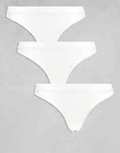 Мягкие бесшовные стринги Weekday, комплект из 3 пар, цвет: белый с оттенком