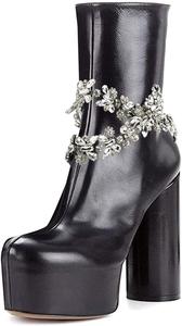 FSJ Прекрасные женские ботильоны на плоской подошве, закрытые, с округлым носком, на массивном высоком каблуке, без застежки, размеры 37-48