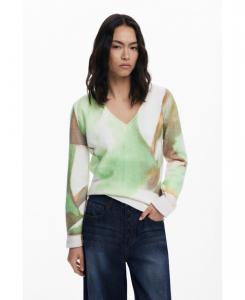 Мягкий женский свитер с V-образным вырезом Desigual, Light green