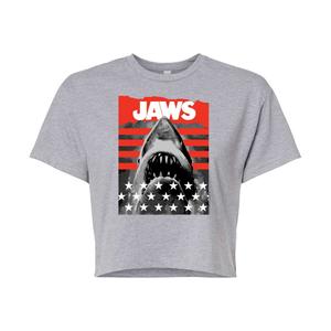 Укороченная футболка со звездами и полосками Juniors' Jaws Licensed Character, серый