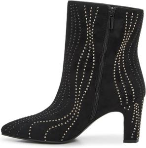Женские ботильоны Tang'scuisins с заостренным носком, стразы, боковая молния, средний массивный каблук, модная обувь для повседневного ношения, размер 4-16 US, Black