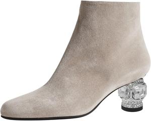 Женские ботильоны FSJ с закругленным носком, кристаллами и массивным каблуком, низкий каблук, боковая молния, повседневная и вечеринка, размер 4-16 US, Grey Suede
