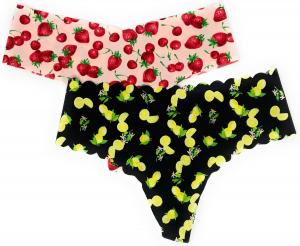 Трусики-стринги Victoria's Secret No-Show, набор из 2 штук, Pink Cherries/Black Lemons