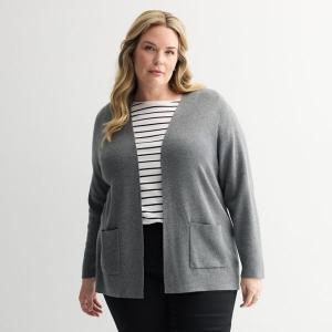 Кардиган с запахом для полных Croft & Barrow, цвет coal heather