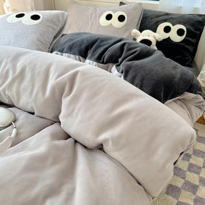 LUOLAI HOME Комплект постельного белья, 3 предмета, 90 см, для одеяла 150×200 см, цвет: глубокий серый