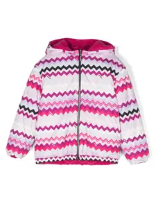 Бомбер с капюшоном и узором зигзаг Missoni Kids, розовый