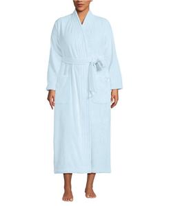 Уютный длинный плюшевый халат-накидка больших размеров Lands' End, Soft ice blue