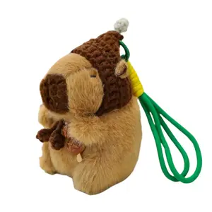 Вязаная капибара разноцветная веревочная кукла плюшевый брелок 13см высота Handsome
