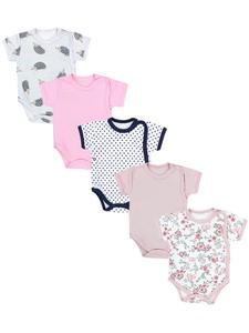 TupTam Комплект из 5 боди с короткими рукавами для девочки, цвет пыльно-розовый