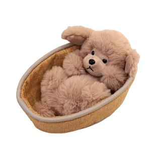 Плюшевая кукла с плетеной корзиной высота 21см OLOEY, серый