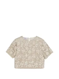 Блузка с вышивкой Brunello Cucinelli Kids, бежевый