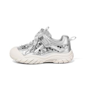 Коллекция мерцающих туфель. Легкая амортизирующая нескользящая детская обувь для повседневной носки. Snoffy, серебряный