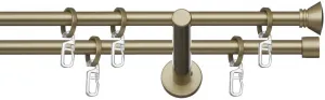 Карниз indeko "Ibiza", 2 направляющие, фиксированного размера, полный комплект, включая кольца и крепежный материал 240 см, Ø 12 мм, цвет goldfarben/messingfarben