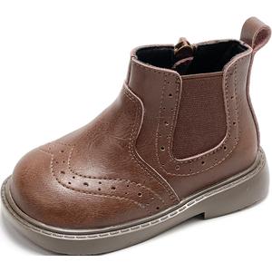 Детские кожаные ботинки для детей QINUOSHU, коричневый