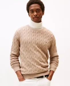 Мужской классический свитер с косой Tommy Hilfiger, загар/бежевый