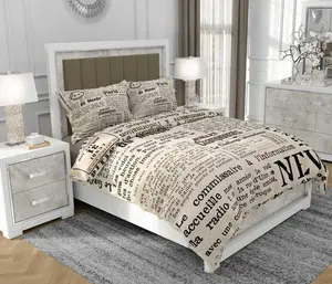 Постельное белье 200x220 см + 2x70x80 см, 3-х предметное, 100% хлопок, сатин, молния, надпись, темно-коричневый - | So.0192 SOVIO