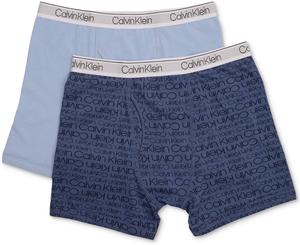 Комплект из двух трусов-боксеров Calvin Klein для мальчиков, Blue Bell/Ck Logo Blue