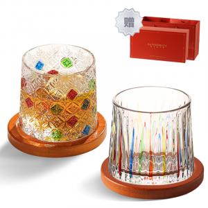 Бокалы для виски KAWASIMAYA, [Premium Box With Shopping Bag]Painted Rotating Whiskey Drinkware-Pair Cups Set Style A