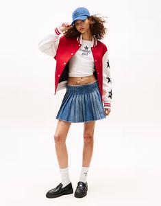 Мини-юбка из плиссированного денима Tommy Jeans tommy girl темного цвета