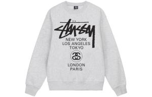 World Tour Crewneck Ash Heather Stussy, серый белый