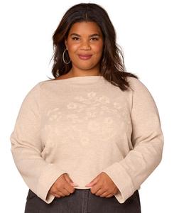 Топ большого размера с рукавами-колокол и вырезом-лодочкой Democracy, Heather