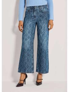 MADELEINE Джинсы-кюлоты с орнаментальным принтом синего цвета