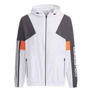 Куртка adidas neo Outdoor Sports Windproof Woven hooded Logo Jacket White Gray Colorblock, белый