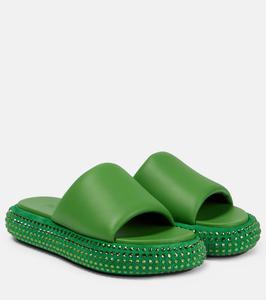 Декорированные кожаные шлепанцы JW Anderson, зеленый