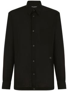 Dolce & Gabbana льняная рубашка Hawaiian с длинными рукавами, черный