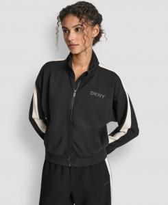 Женская спортивная куртка на молнии с высоким воротником DKNY, Black/Eggnog