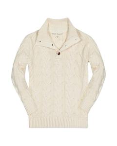 Свитер с воротником-стойкой Hope & Henry и пуговицами, белый