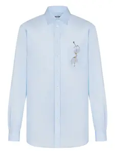 Хлопковая рубашка с принтом в виде очков Moschino, синий