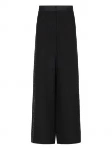 Шелковые брюки со стразами GIORGIO ARMANI, черный