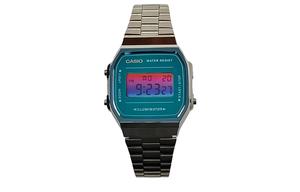 CASIO Часы Retrofit Series Quartz Movement Stainless Steel Strap Watch Men's Watch Blue Dial, Blue Dial Red Blue Gradient Watch Glass