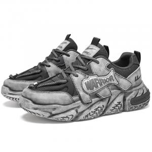 WARRIOR Износостойкие утепленные низкие кроссовки на платформе унисекс для увеличения роста - грязно-серый (стиль Flying Fish), цвет Dirty Gray (Flying Fish Style)