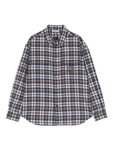 Клетчатая рубашка с логотипом Dolce & Gabbana Kids, синий